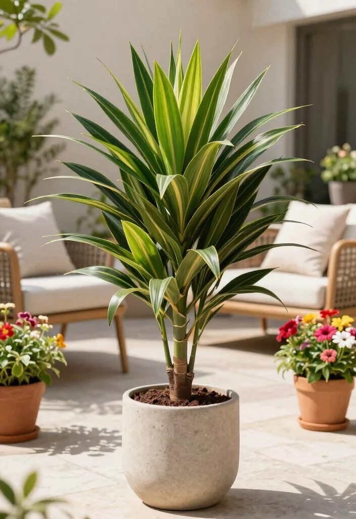 15 Stunning Outdoor Foliage Plants for Pots That Will Transform Your Space! - 11. Dracaena (Dracaena spp.) 1