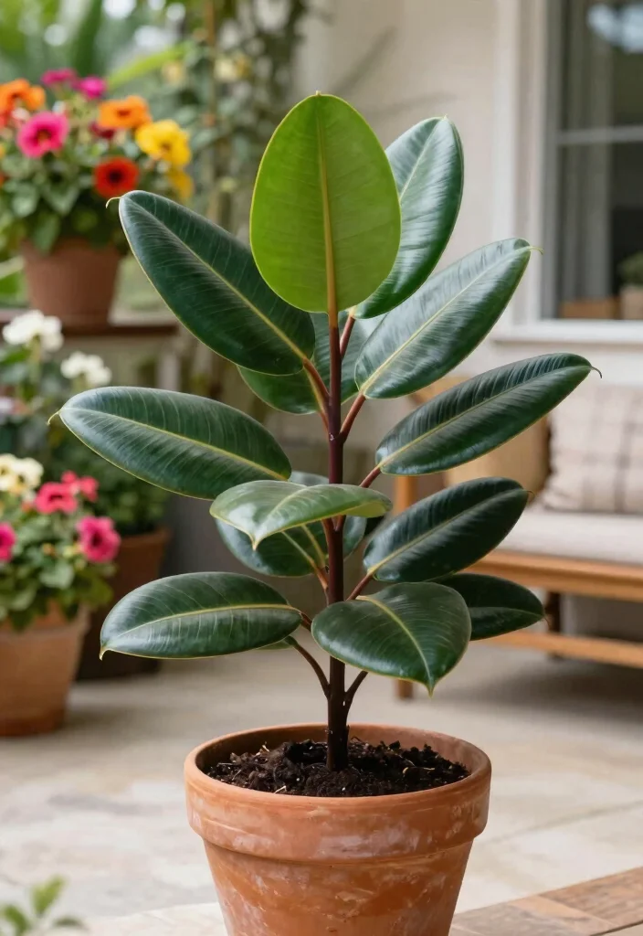 15 Stunning Outdoor Foliage Plants for Pots That Will Transform Your Space! - 3. Rubber Plant (Ficus elastica) 1