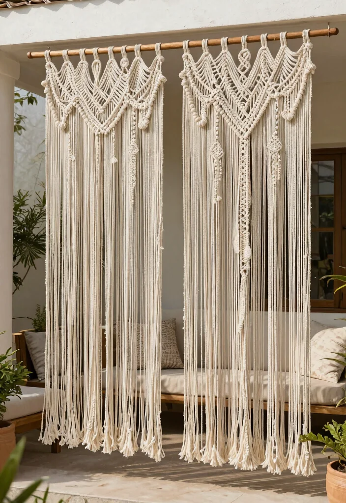 15+ Stunning Patio Door Curtain Ideas That Will Transform Your Outdoor Space (You Won't Believe #9!) 33 15+ Stunning Patio Door Curtain Ideas That Will Transform Your Outdoor Space (You Won't Believe #9!) - 10. Chic Macramé Designs 1