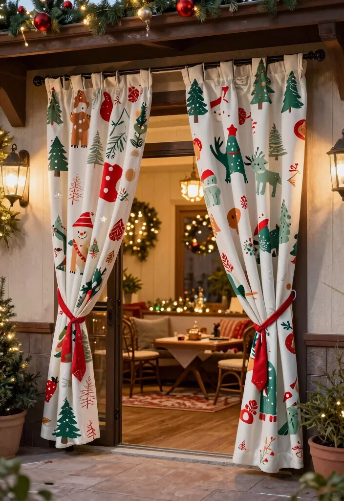 15+ Stunning Patio Door Curtain Ideas That Will Transform Your Outdoor Space (You Won't Believe #9!) 47 15+ Stunning Patio Door Curtain Ideas That Will Transform Your Outdoor Space (You Won't Believe #9!) - 14. Festive Holiday Themes 1
