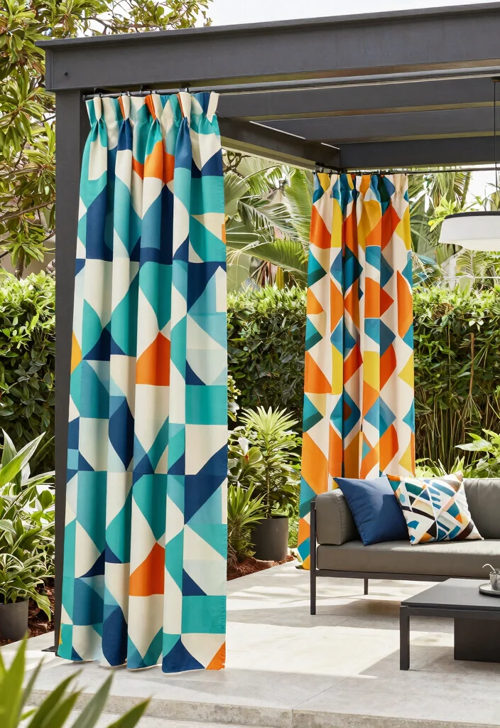 15+ Stunning Patio Door Curtain Ideas That Will Transform Your Outdoor Space (You Won't Believe #9!) 13 15+ Stunning Patio Door Curtain Ideas That Will Transform Your Outdoor Space (You Won't Believe #9!) - 2. Bold Geometric Patterns 1