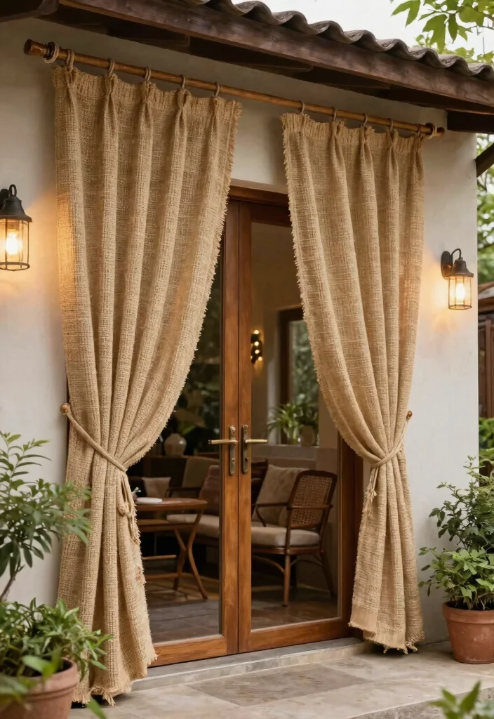 15+ Stunning Patio Door Curtain Ideas That Will Transform Your Outdoor Space (You Won't Believe #9!) 24 15+ Stunning Patio Door Curtain Ideas That Will Transform Your Outdoor Space (You Won't Believe #9!) - 3. Rustic Textured Fabrics 1