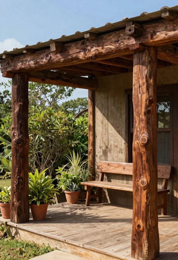 15 Stunning Porch Post Ideas on a Budget That'll Transform Your Front Entryway! - 1. Upcycled Wood Posts 1