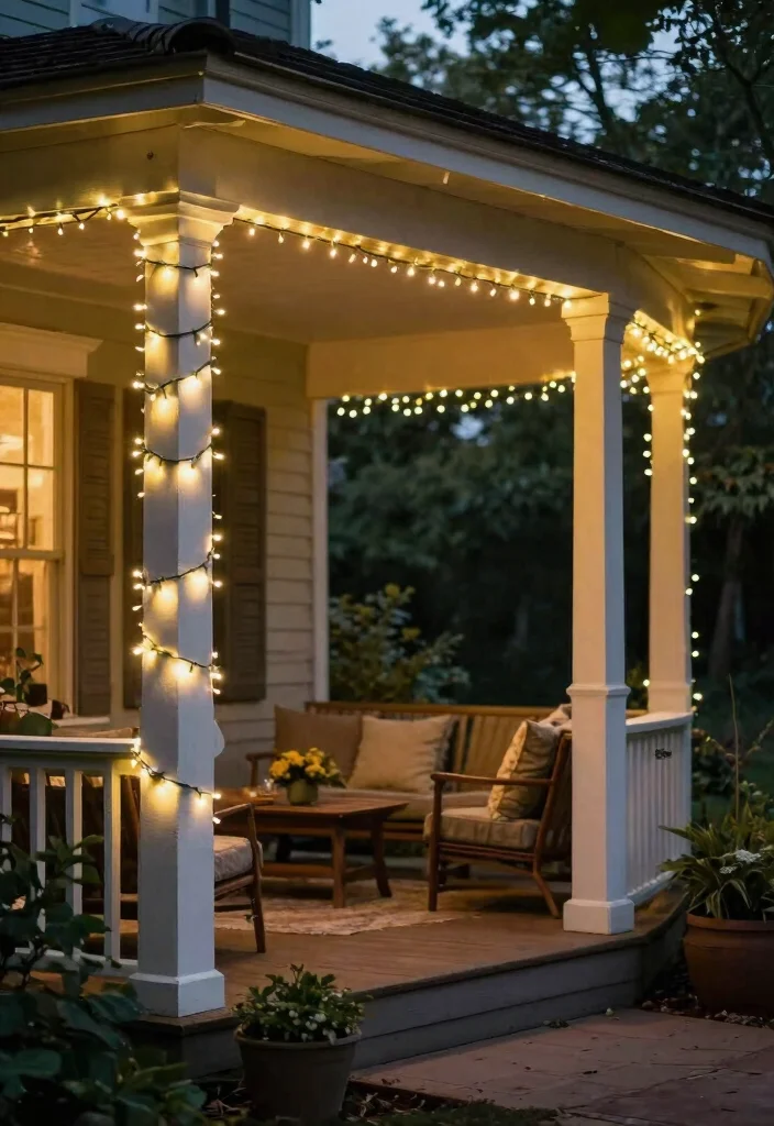 15 Stunning Porch Post Ideas on a Budget That'll Transform Your Front Entryway! - 13. String Light Posts 1