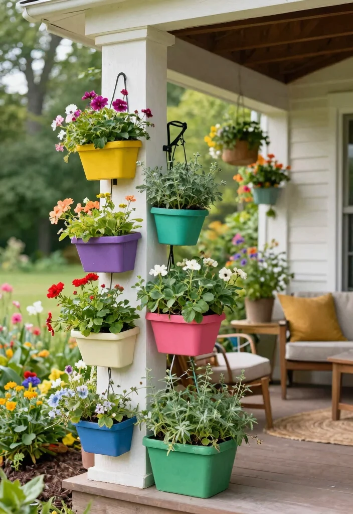 15 Stunning Porch Post Ideas on a Budget That'll Transform Your Front Entryway! - 15. Vertical Garden Posts 1