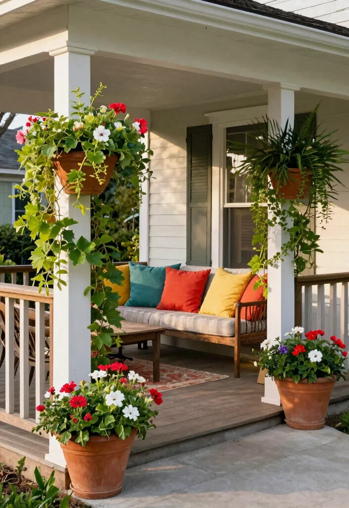 15 Stunning Porch Post Ideas on a Budget That'll Transform Your Front Entryway! - 4. Potted Plant Posts 1