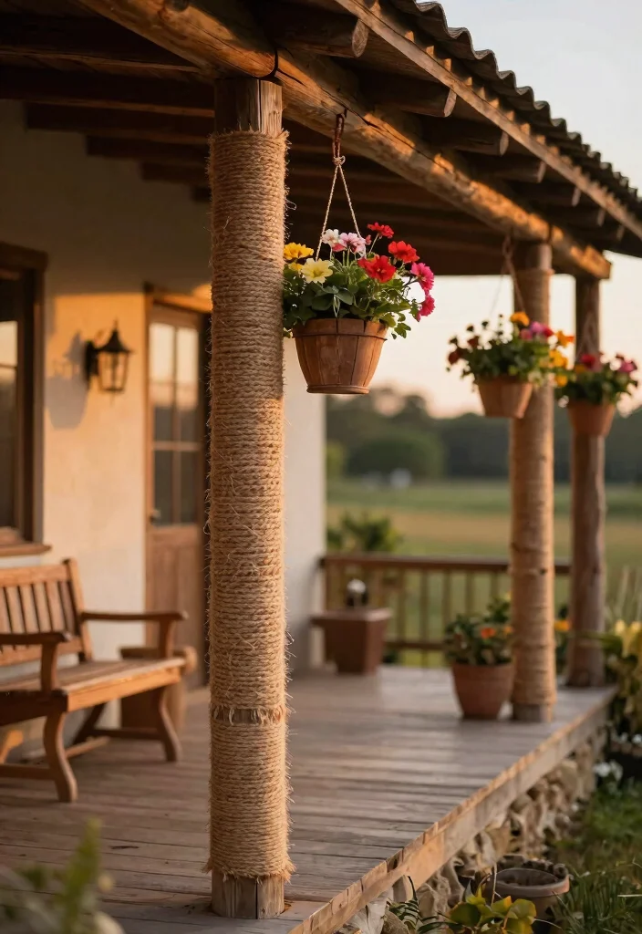 15 Stunning Porch Post Ideas on a Budget That'll Transform Your Front Entryway! - 5. Wrapped in Twine 1