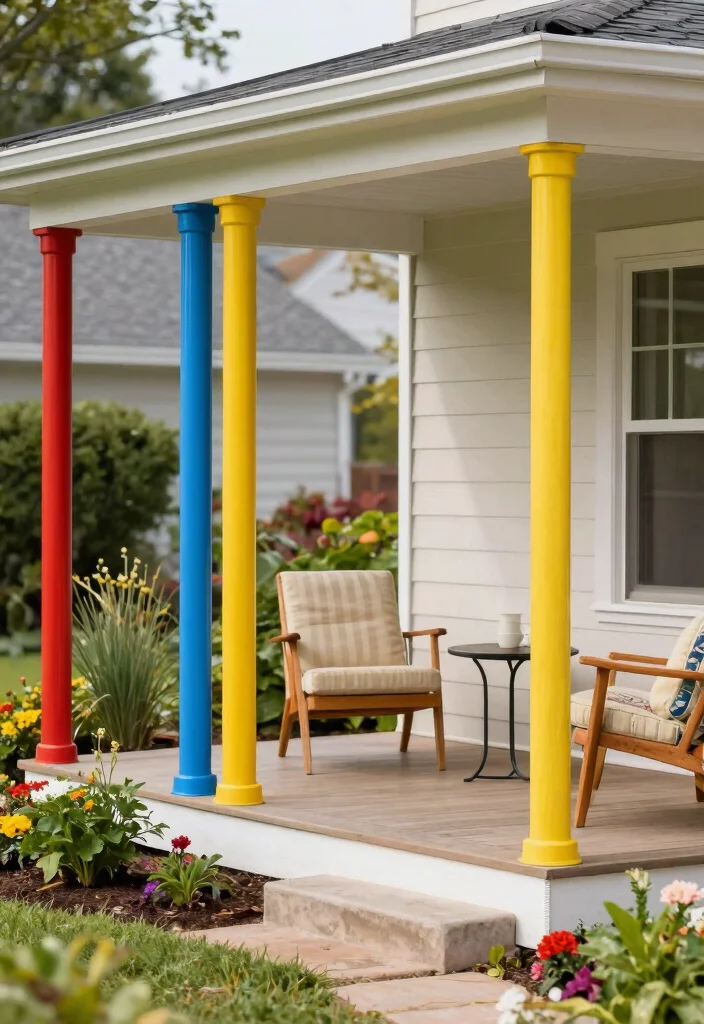 15 Stunning Porch Post Ideas on a Budget That'll Transform Your Front Entryway! - 6. Colorful PVC Pipes 1