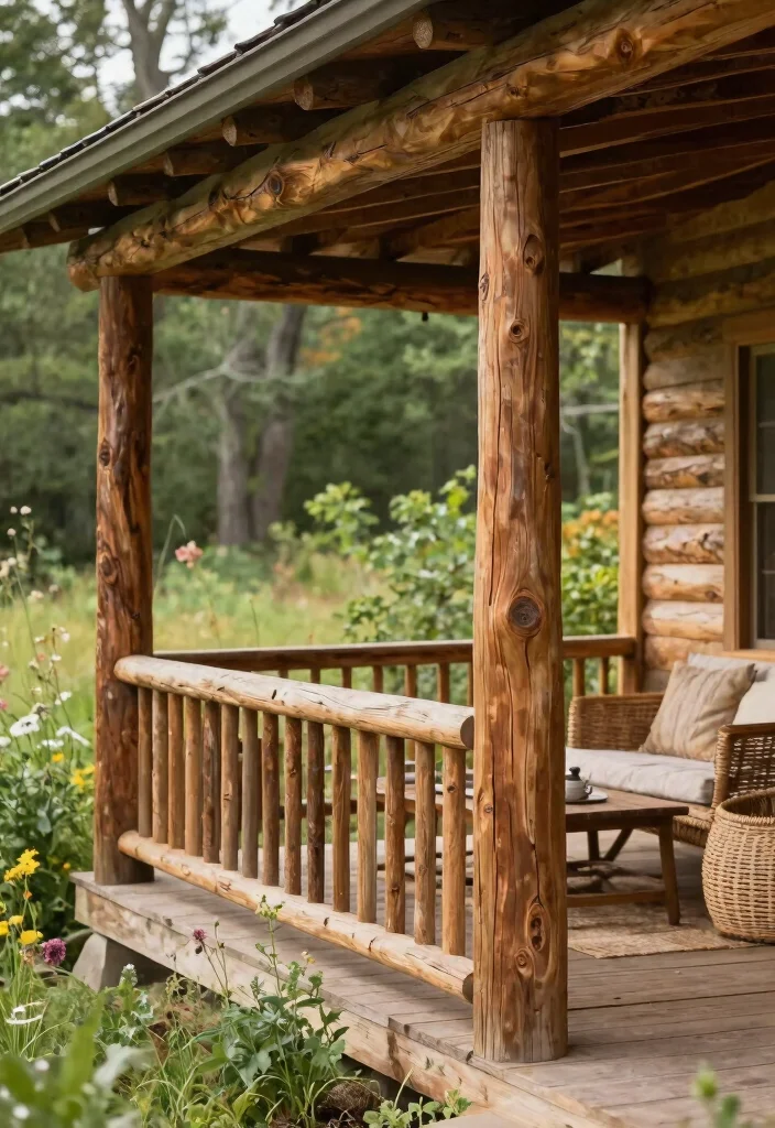 15 Stunning Porch Post Ideas on a Budget That'll Transform Your Front Entryway! - 8. Rustic Log Posts 1
