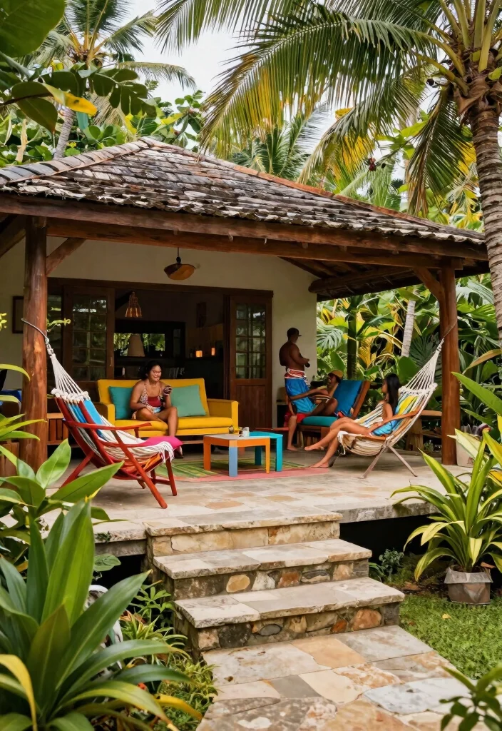 15+ Stunning Raised Patio Ideas With Steps for Style (You'll Want to Copy #7!) - 10. Tropical Paradise Patio 1