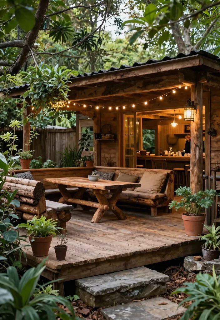 15+ Stunning Raised Patio Ideas With Steps for Style (You'll Want to Copy #7!) - 2. Rustic Wooden Retreat 1