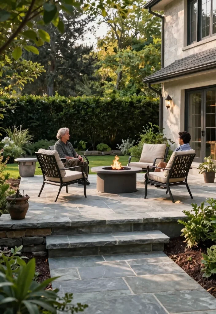 15+ Stunning Raised Patio Ideas With Steps for Style (You'll Want to Copy #7!) - 3. Contemporary Stone Oasis 1