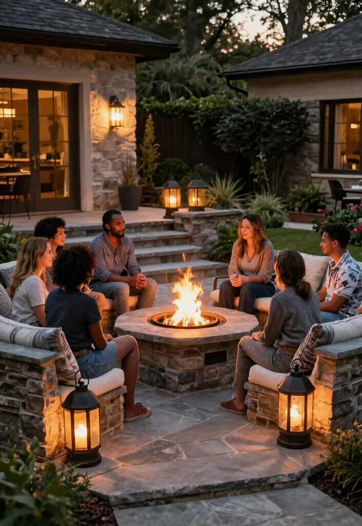 15+ Stunning Raised Patio Ideas With Steps for Style (You'll Want to Copy #7!) - 7. Cozy Fire Pit Patio 1