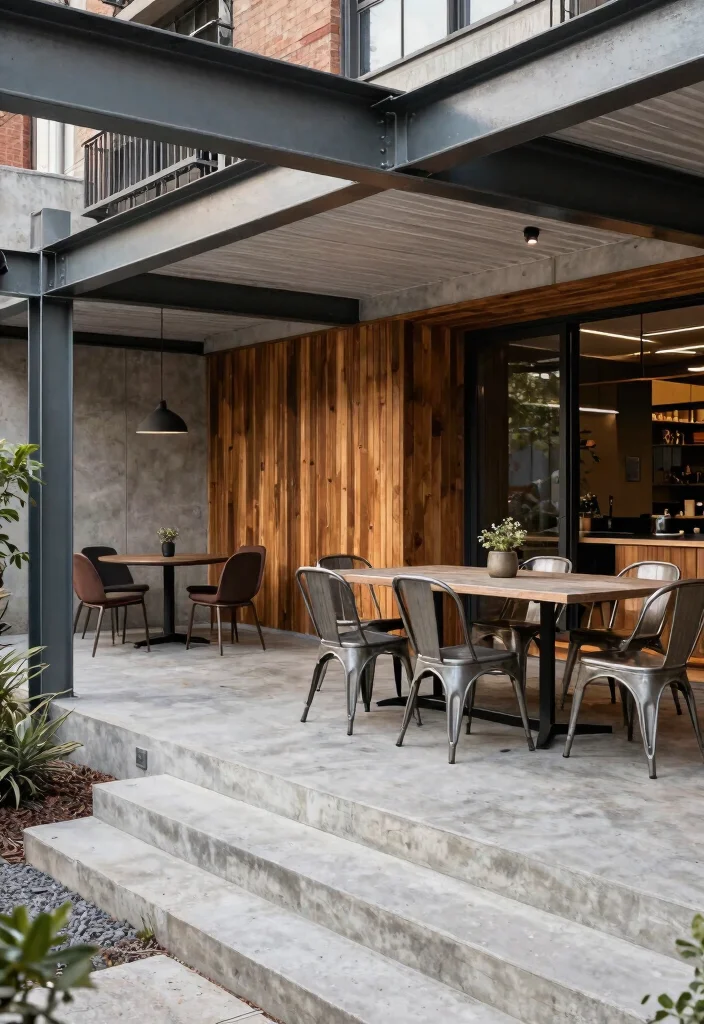 15+ Stunning Raised Patio Ideas With Steps for Style (You'll Want to Copy #7!) - 9. Industrial Chic Patio 1