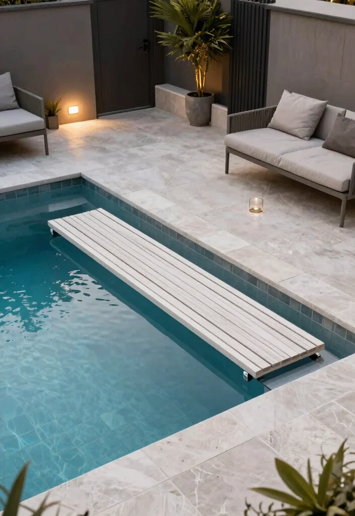 15 Stunning Rectangle Pool with Spa Sun Shelf Ideas That Will Transform Your Backyard! - 13. Contemporary Rectangle Pool with Spa Sun Shelf 1
