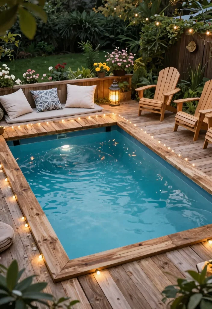 15 Stunning Rectangle Pool with Spa Sun Shelf Ideas That Will Transform Your Backyard! - 2. Rustic Wood Deck Rectangle Pool with Spa 1