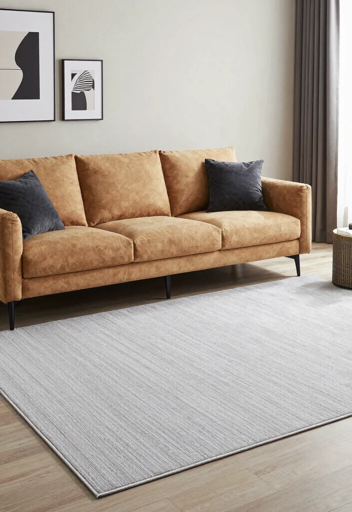 Stop Guessing! 15 Rug Colors Go With Camel Couch: Style Your Living Room Like a Designer 11 15 Stunning Rug Colors That Will Make Your Camel Couch Pop (You Won't Believe #9!) - 10. Light Gray 1
