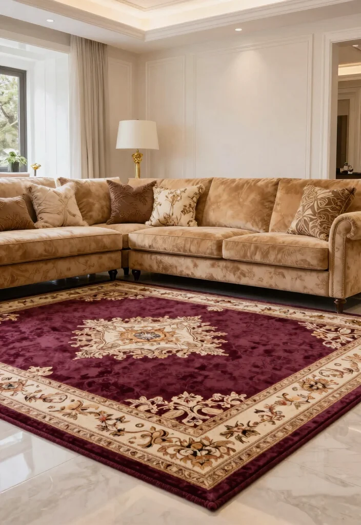 Stop Guessing! 15 Rug Colors Go With Camel Couch: Style Your Living Room Like a Designer 15 15 Stunning Rug Colors That Will Make Your Camel Couch Pop (You Won't Believe #9!) - 14. Warm Plum 1