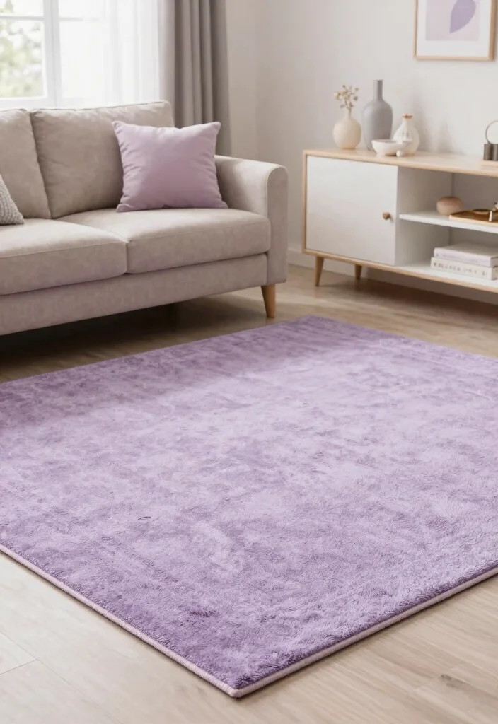 Stop Guessing! 15 Rug Colors Go With Camel Couch: Style Your Living Room Like a Designer 16 15 Stunning Rug Colors That Will Make Your Camel Couch Pop (You Won't Believe #9!) - 15. Smoky Lavender 1