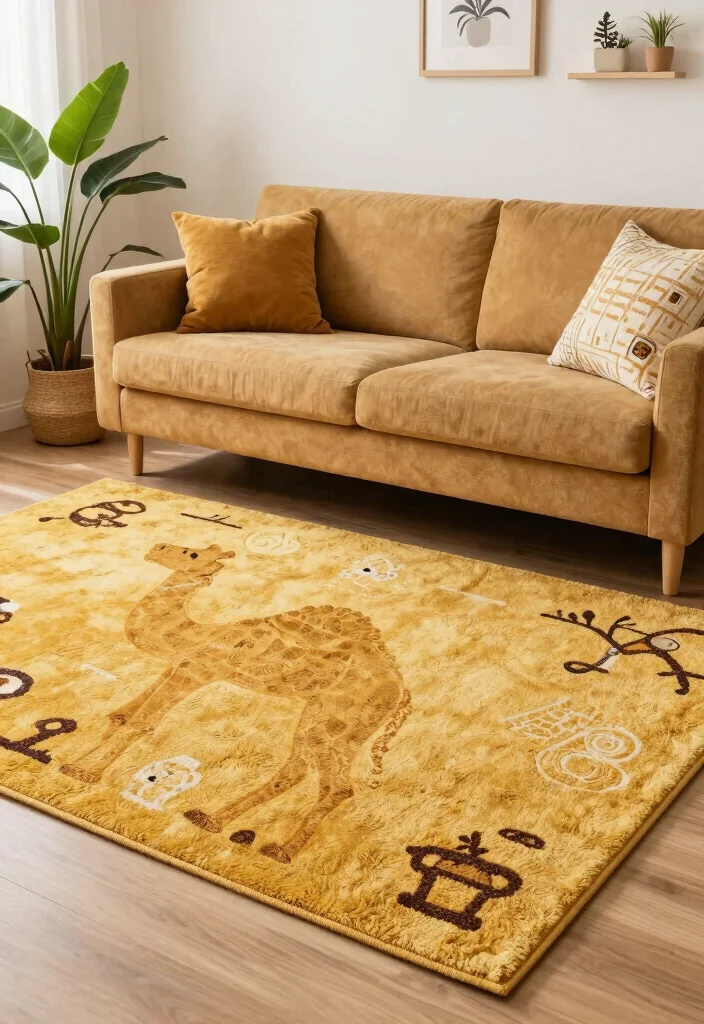 Stop Guessing! 15 Rug Colors Go With Camel Couch: Style Your Living Room Like a Designer 4 15 Stunning Rug Colors That Will Make Your Camel Couch Pop (You Won't Believe #9!) - 3. Mustard Yellow 1