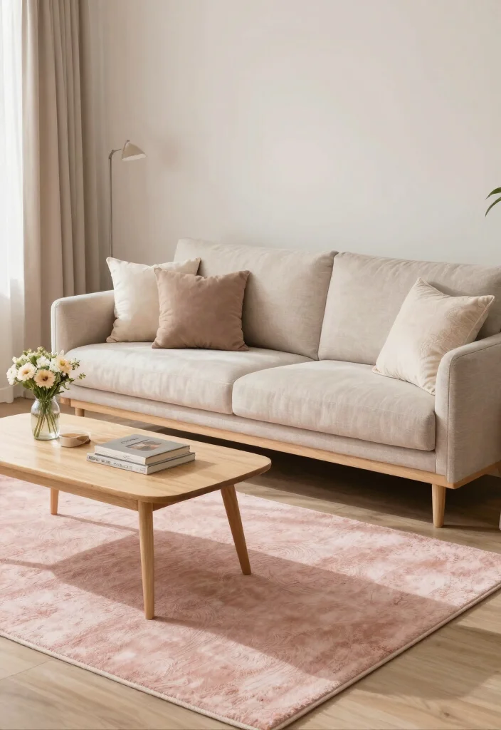 Stop Guessing! 15 Rug Colors Go With Camel Couch: Style Your Living Room Like a Designer 6 15 Stunning Rug Colors That Will Make Your Camel Couch Pop (You Won't Believe #9!) - 5. Blush Pink 1