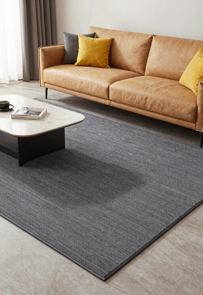 Stop Guessing! 15 Rug Colors Go With Camel Couch: Style Your Living Room Like a Designer 8 15 Stunning Rug Colors That Will Make Your Camel Couch Pop (You Won't Believe #9!) - 7. Charcoal Gray 1