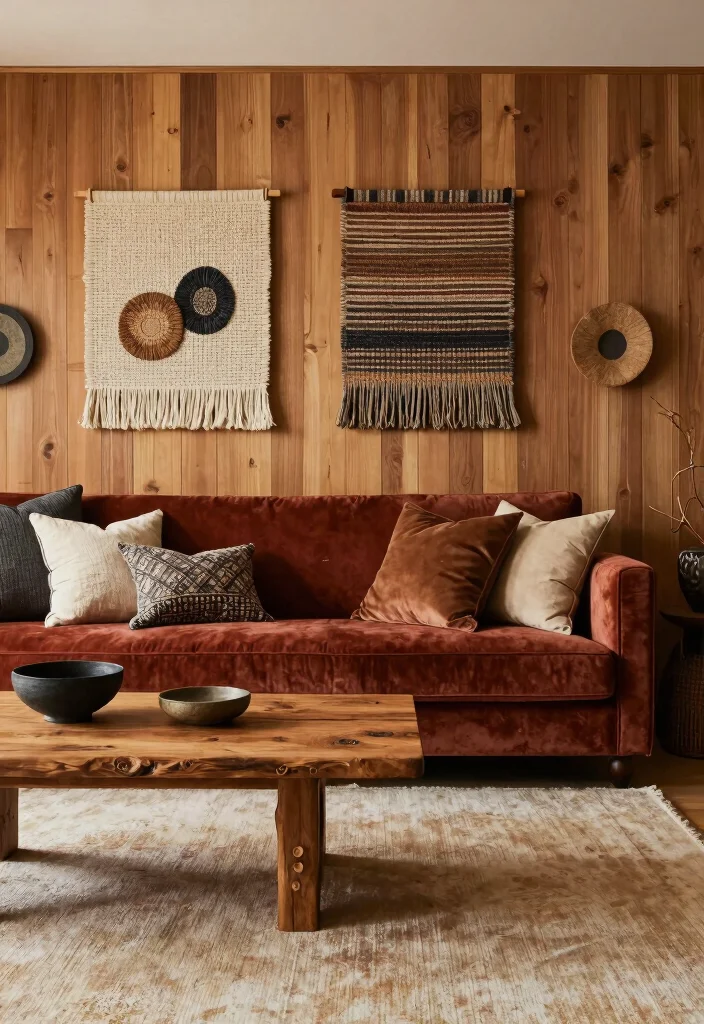 15 Super Cool Living Rooms With Wood Paneling That'll Make You Want to Redecorate! 55 15 Super Cool Living Rooms With Wood Paneling That'll Make You Want to Redecorate! - 12. Textured Tones 1