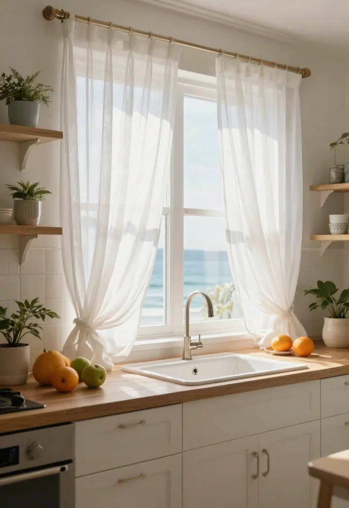15 Trendy Kitchen Curtain Ideas You Didn't Know You Needed (Your Windows Will Thank You!) 2 15 Trendy Kitchen Curtain Ideas You Didn't Know You Needed (Your Windows Will Thank You!) - 1. Sheer Bliss: Lightweight and Airy 1