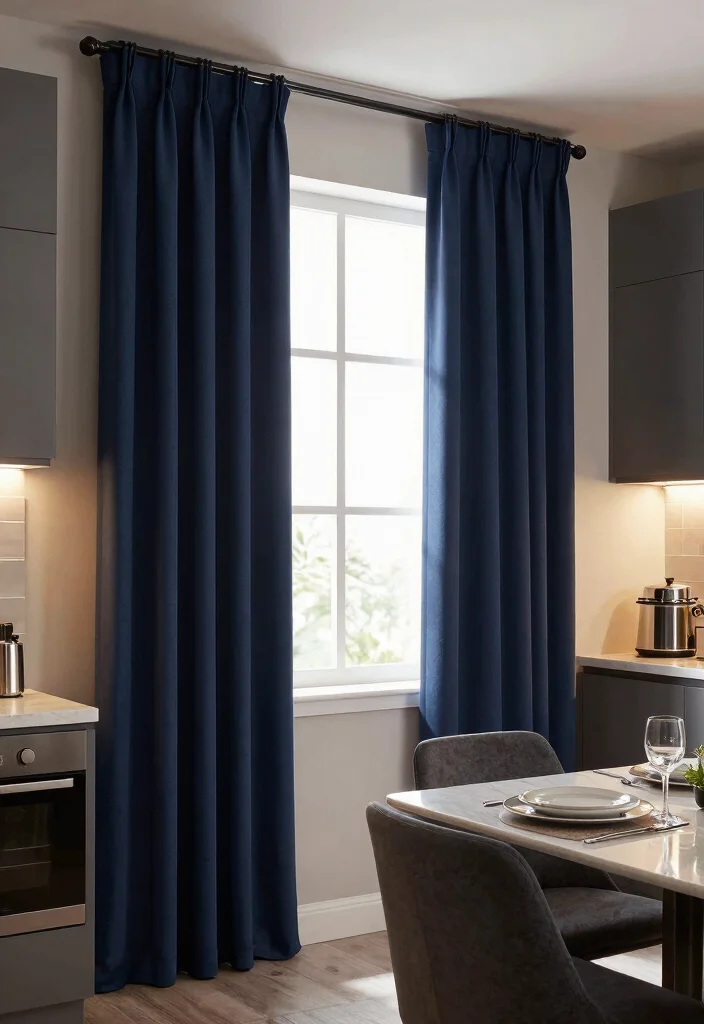 15 Trendy Kitchen Curtain Ideas You Didn't Know You Needed (Your Windows Will Thank You!) 13 15 Trendy Kitchen Curtain Ideas You Didn't Know You Needed (Your Windows Will Thank You!) - 12. Blackout Curtains: Function Meets Fashion 1