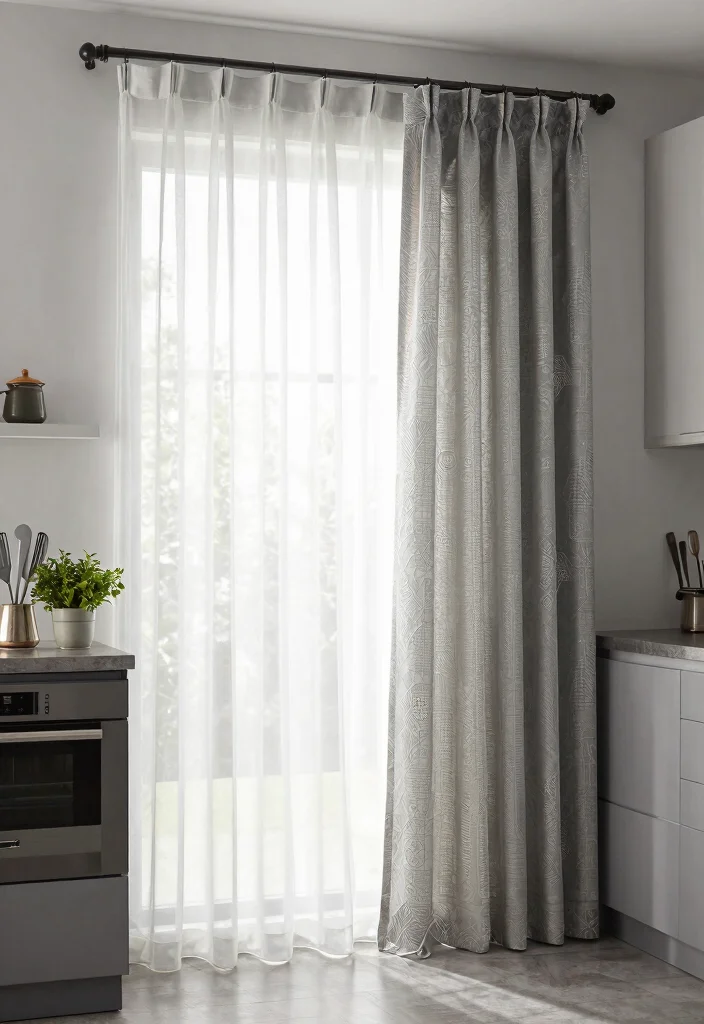 15 Trendy Kitchen Curtain Ideas You Didn't Know You Needed (Your Windows Will Thank You!) 14 15 Trendy Kitchen Curtain Ideas You Didn't Know You Needed (Your Windows Will Thank You!) - 13. Dual Curtain Systems: Versatility at Its Best 1