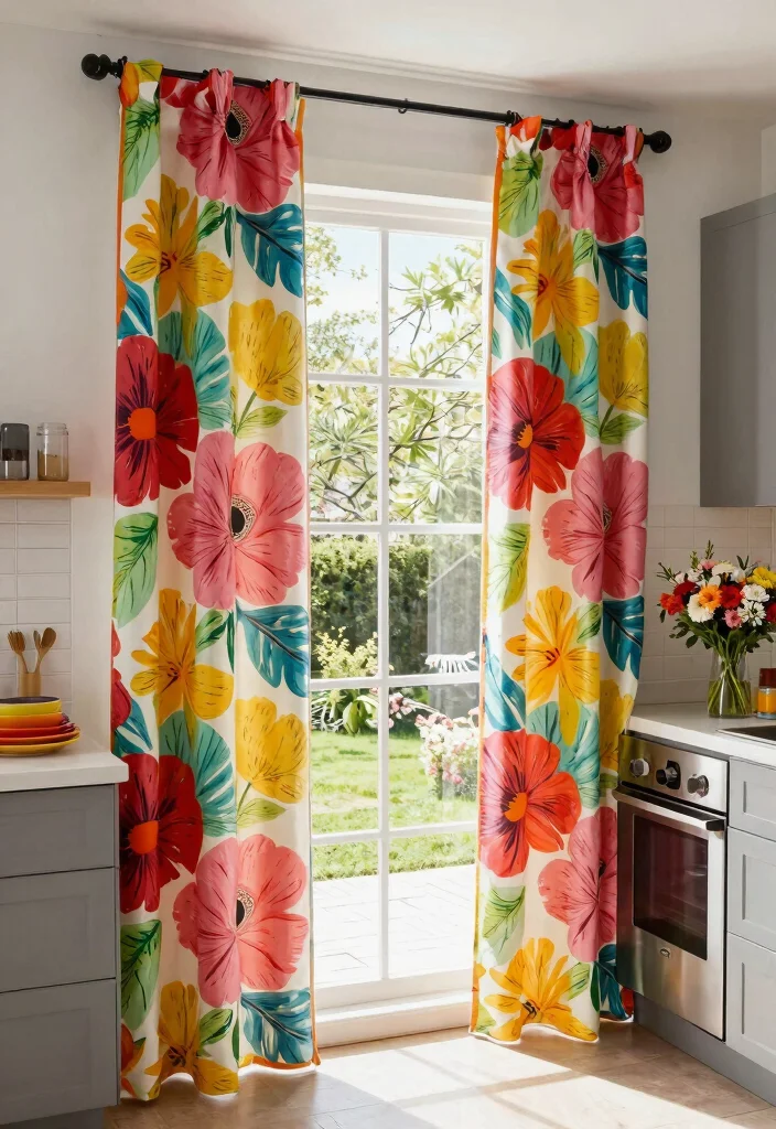 15 Trendy Kitchen Curtain Ideas You Didn't Know You Needed (Your Windows Will Thank You!) 4 15 Trendy Kitchen Curtain Ideas You Didn't Know You Needed (Your Windows Will Thank You!) - 3. Bold Patterns: Make a Statement 1