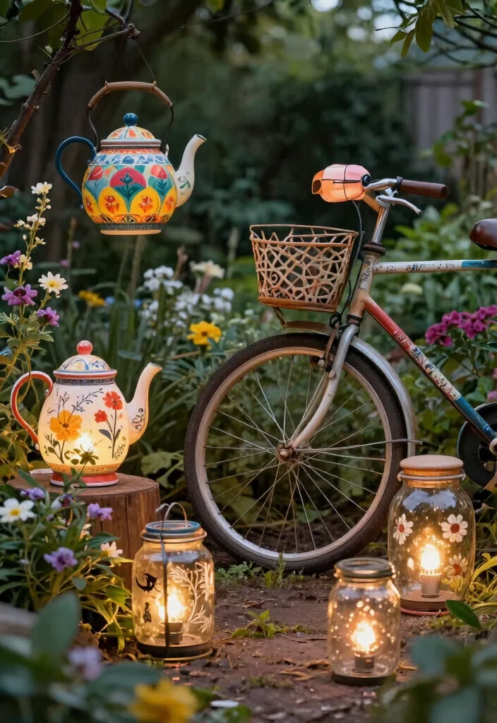 20 Affordable Outdoor Planter Lighting Ideas That Will Transform Your Garden for Under $50! - 10. Upcycled Light Fixtures 1