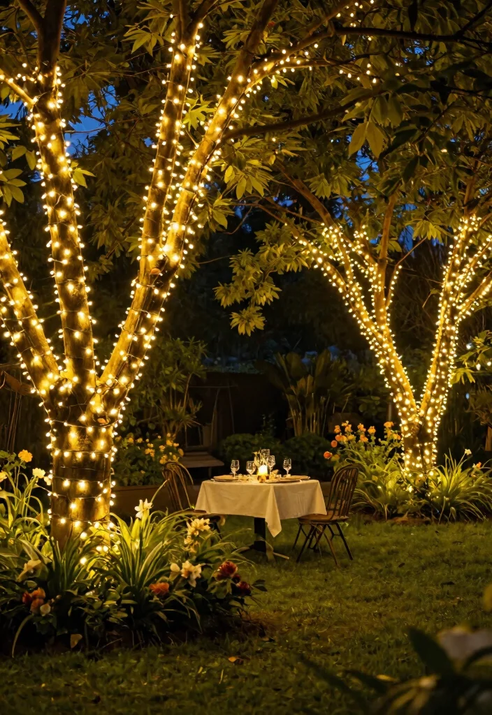 20 Affordable Outdoor Planter Lighting Ideas That Will Transform Your Garden for Under $50! - 12. String Lights in Trees 1