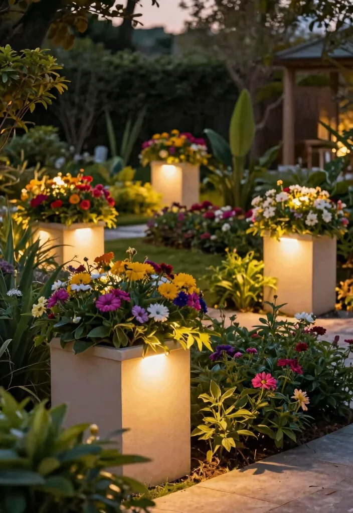 20 Affordable Outdoor Planter Lighting Ideas That Will Transform Your Garden for Under $50! - 15. Planter Light Posts 1