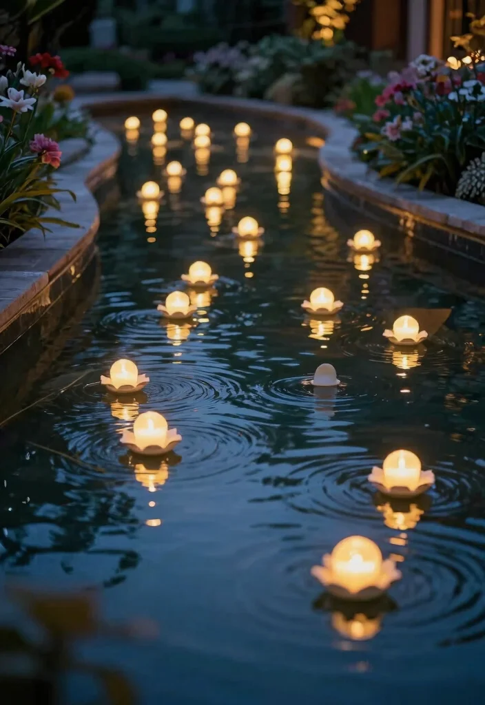 20 Affordable Outdoor Planter Lighting Ideas That Will Transform Your Garden for Under $50! - 16. Floating Lights in Water Features 1