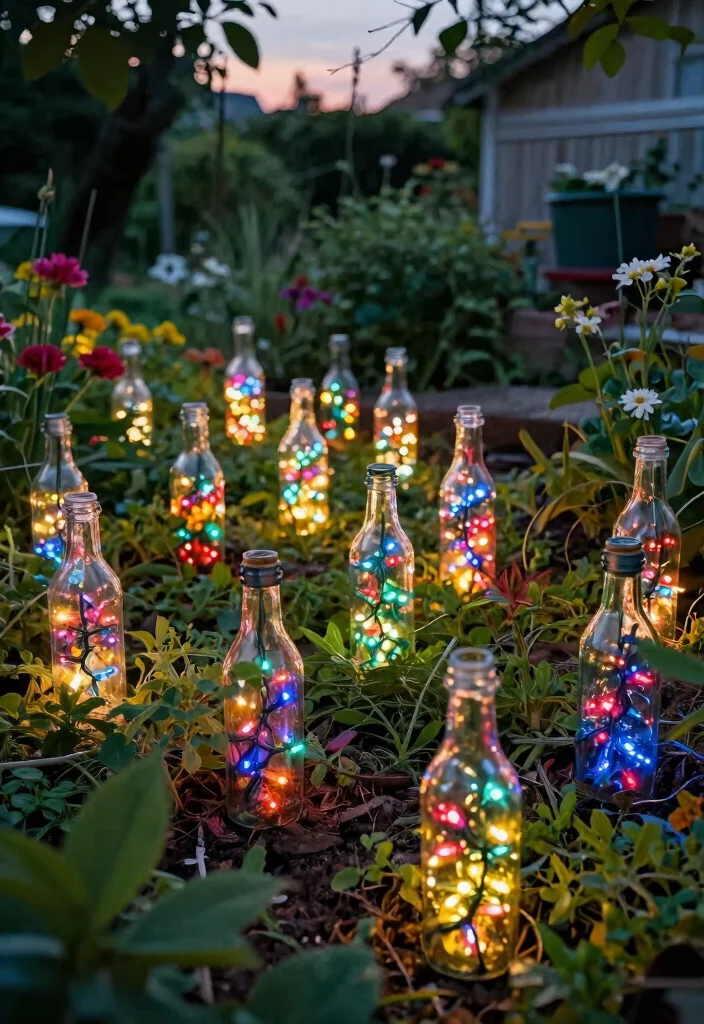 20 Affordable Outdoor Planter Lighting Ideas That Will Transform Your Garden for Under $50! - 5. DIY Bottle Lights 1