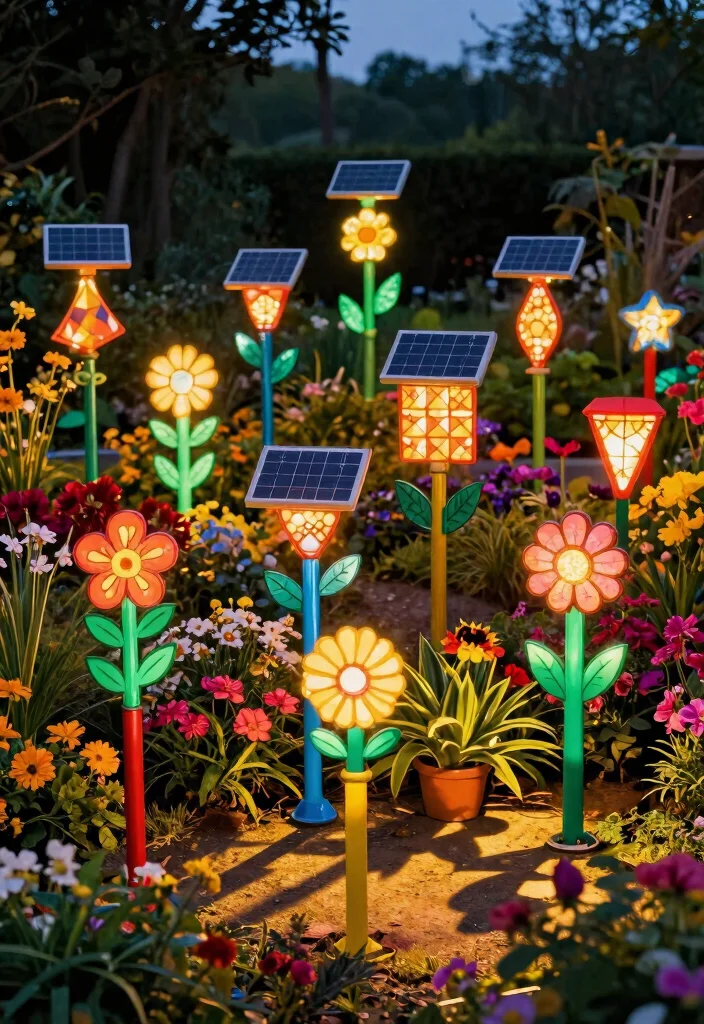 20 Affordable Outdoor Planter Lighting Ideas That Will Transform Your Garden for Under $50! - 6. Decorative Solar Stakes 1