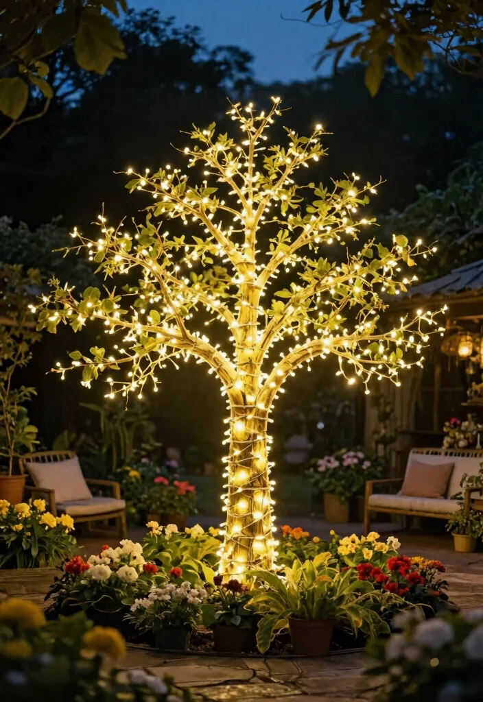 20 Affordable Outdoor Planter Lighting Ideas That Will Transform Your Garden for Under $50! - 7. LED Fairy Light Trees 1