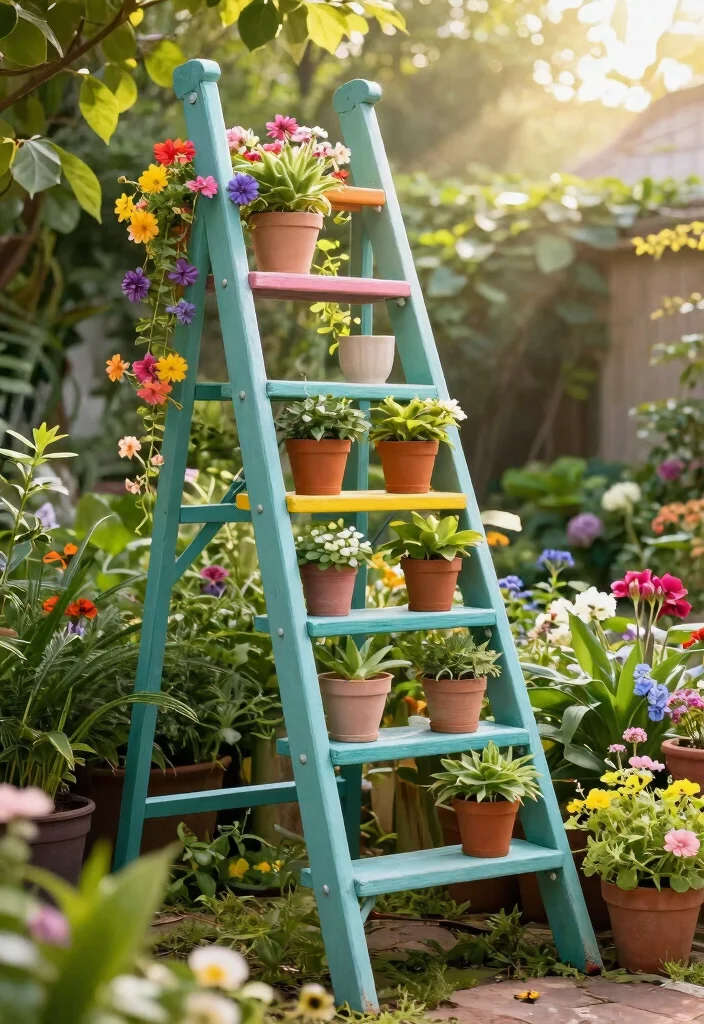 Unlock Your Garden's Potential: 15 Stunning Steps and Stairs Ideas You Can't Ignore! - 14. Wooden Ladder Stairs 1