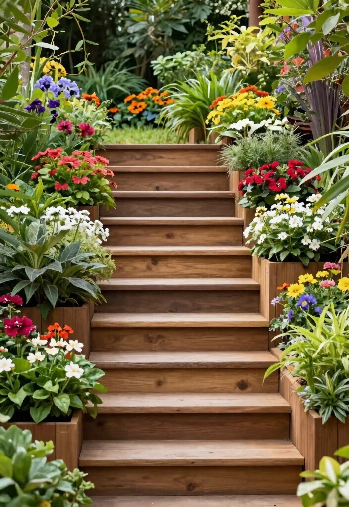 Unlock Your Garden's Potential: 15 Stunning Steps and Stairs Ideas You Can't Ignore! - 15. Vertical Steps with Planters 1