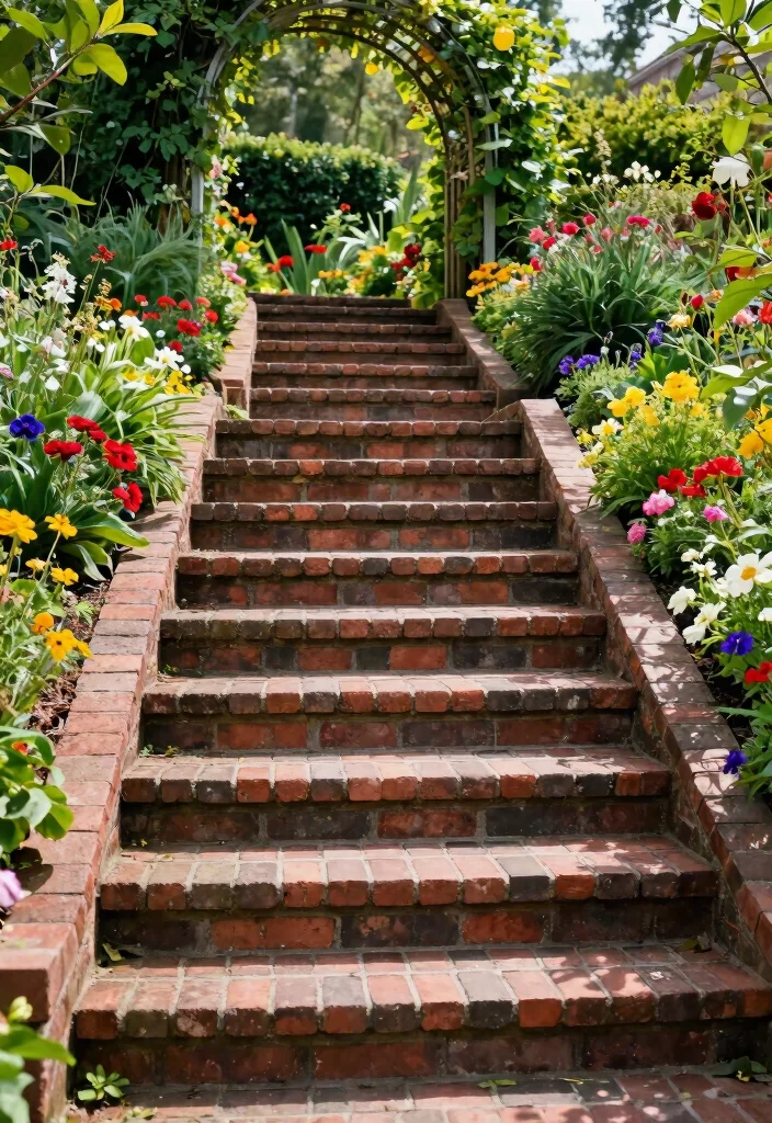 Unlock Your Garden's Potential: 15 Stunning Steps and Stairs Ideas You Can't Ignore! - 3. Curved Brick Steps 1