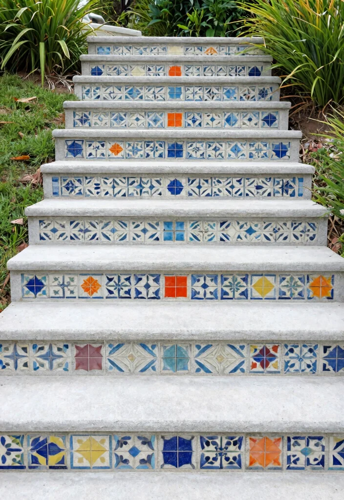 Unlock Your Garden's Potential: 15 Stunning Steps and Stairs Ideas You Can't Ignore! - 4. Concrete Steps with Geometric Patterns 1