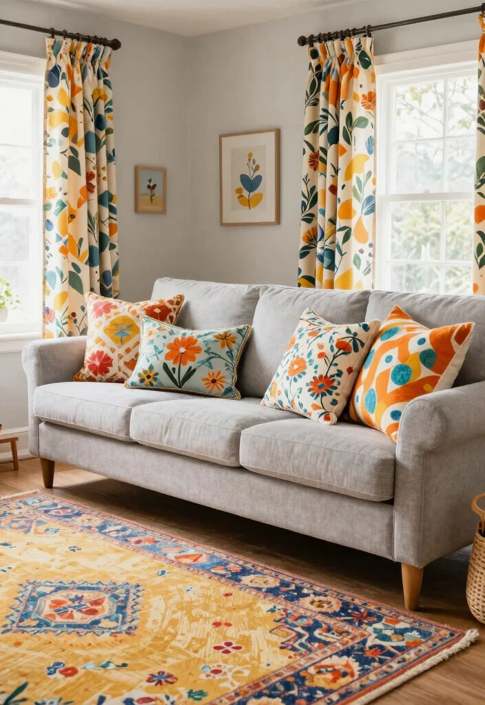 Unlock Your Happiness: 10 Mind-Blowing Dopamine Decor Ideas for Your Living Room! - 2. Playful Patterns with Textiles 1