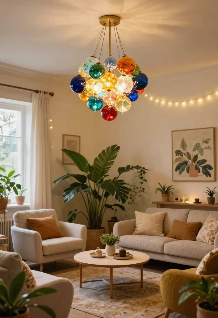 Unlock Your Happiness: 10 Mind-Blowing Dopamine Decor Ideas for Your Living Room! - 4. Whimsical Light Fixtures 1