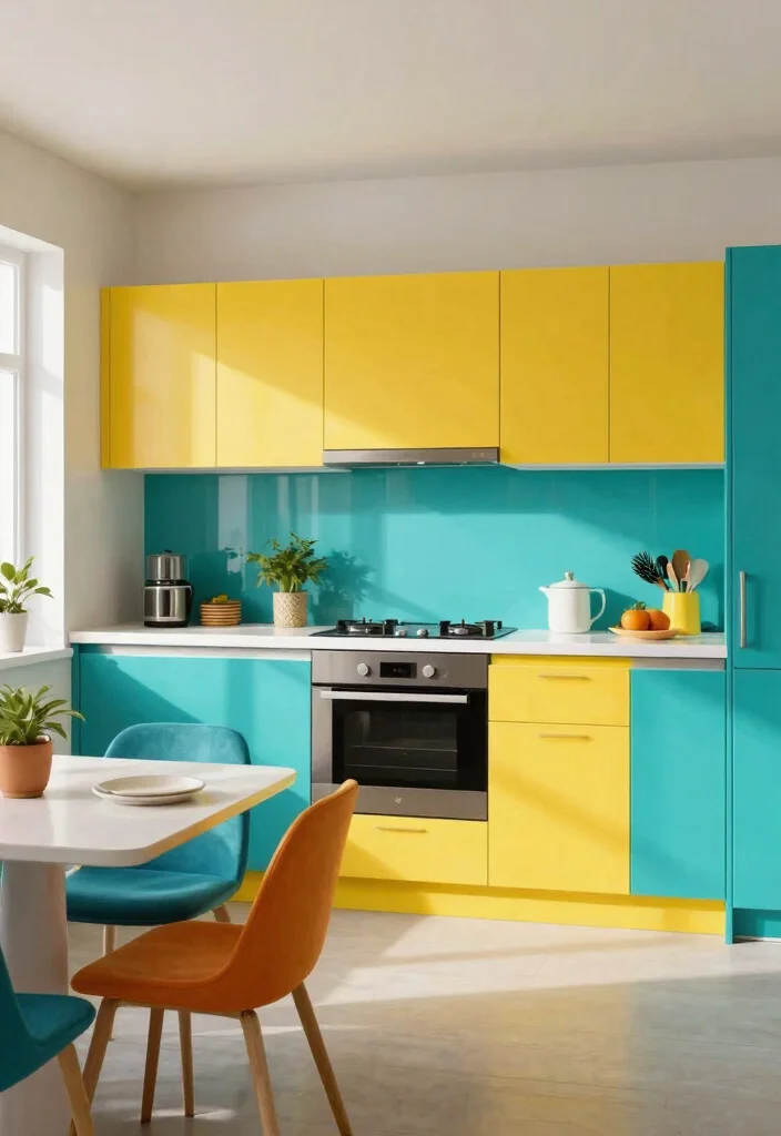 15 Best Modern Open Kitchen Designs for Small Spaces That Will Leave You Breathless! - 3. Bright and Bold Colors 1