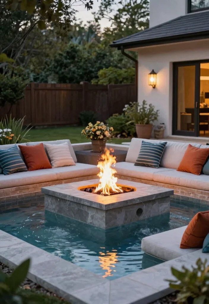 15+ Stunning Front Yard Fire Pit Ideas for Cozy Spaces (You'll Want #8 in Your Backyard!) - 10. Fire Pit with Water Feature Integration 1
