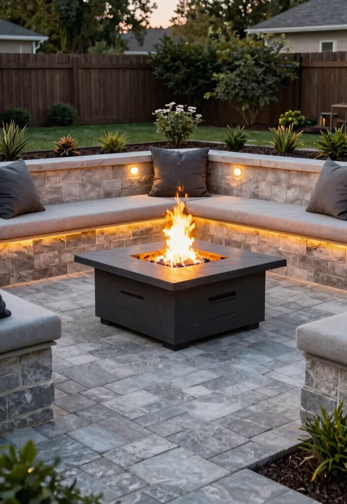 15+ Stunning Front Yard Fire Pit Ideas for Cozy Spaces (You'll Want #8 in Your Backyard!) - 13. Fire Pit with Pavers and Seating Wall 1