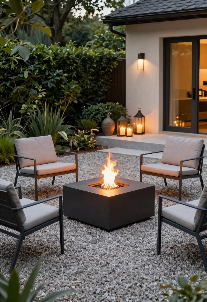 15+ Stunning Front Yard Fire Pit Ideas for Cozy Spaces (You'll Want #8 in Your Backyard!) - 2. Modern Steel Fire Pit with Minimalist Seating 1