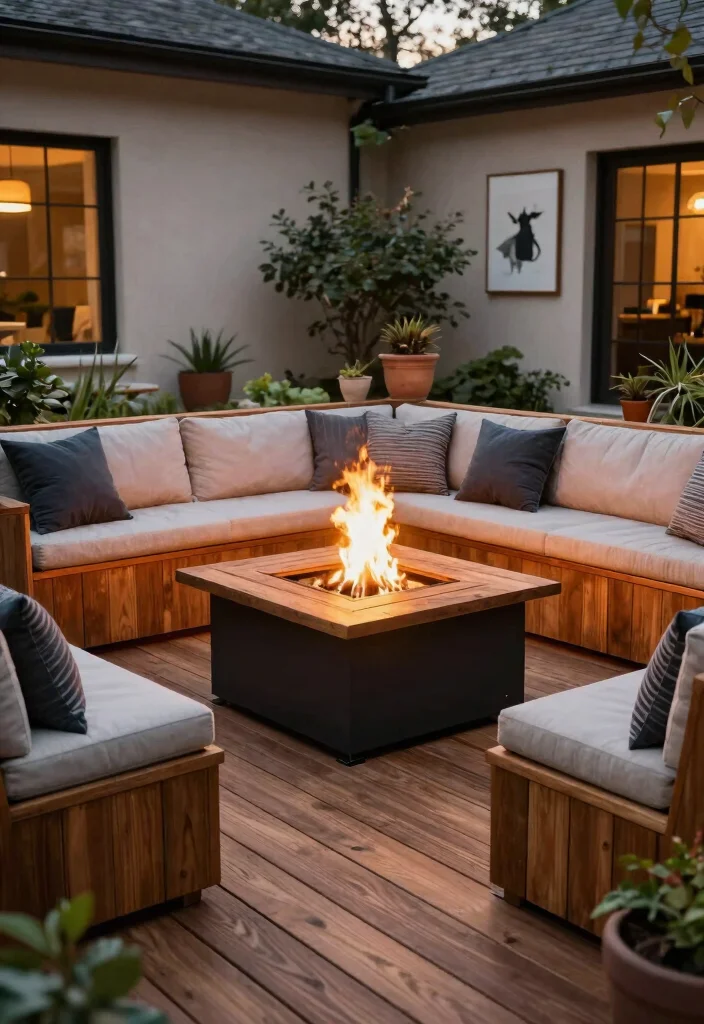 15+ Stunning Front Yard Fire Pit Ideas for Cozy Spaces (You'll Want #8 in Your Backyard!) - 8. Elevated Fire Pit with Surrounding Deck 1
