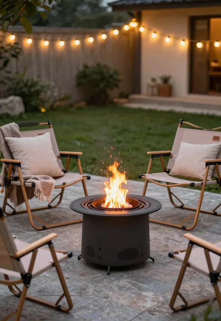 15+ Stunning Front Yard Fire Pit Ideas for Cozy Spaces (You'll Want #8 in Your Backyard!) - 9. Portable Fire Pit with Seating Area 1